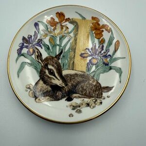 1980s Collectible Franklin Mint Animal Alphabet Mini Plate/Trinket Dish Letter I